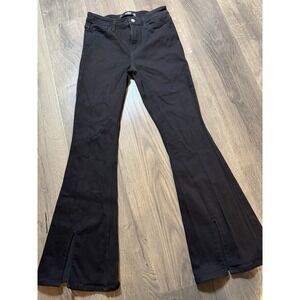 Hollister High-Rise Black Split Hem Flare Jeans 28x31 7R